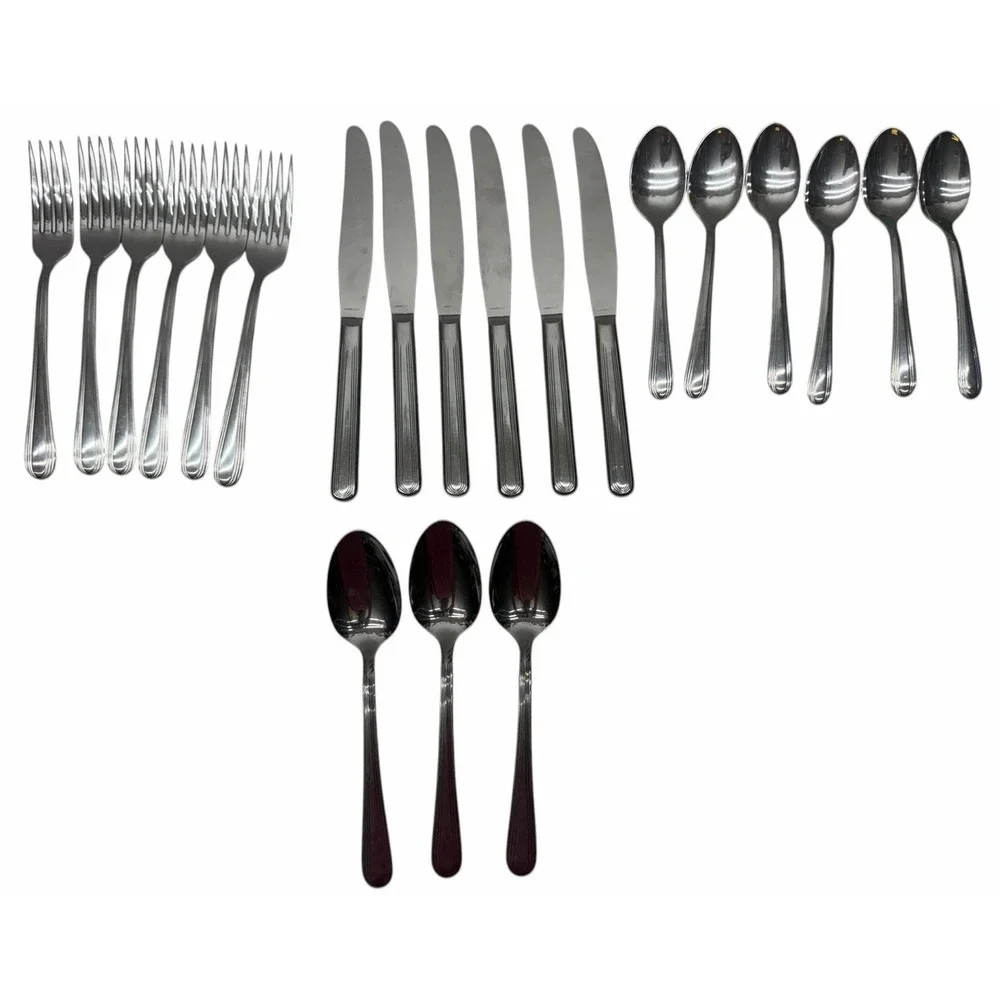 SILCO Stainless Steel Flatware‎ Set 21 Pc Forks Knives Spoons Commercial Grade